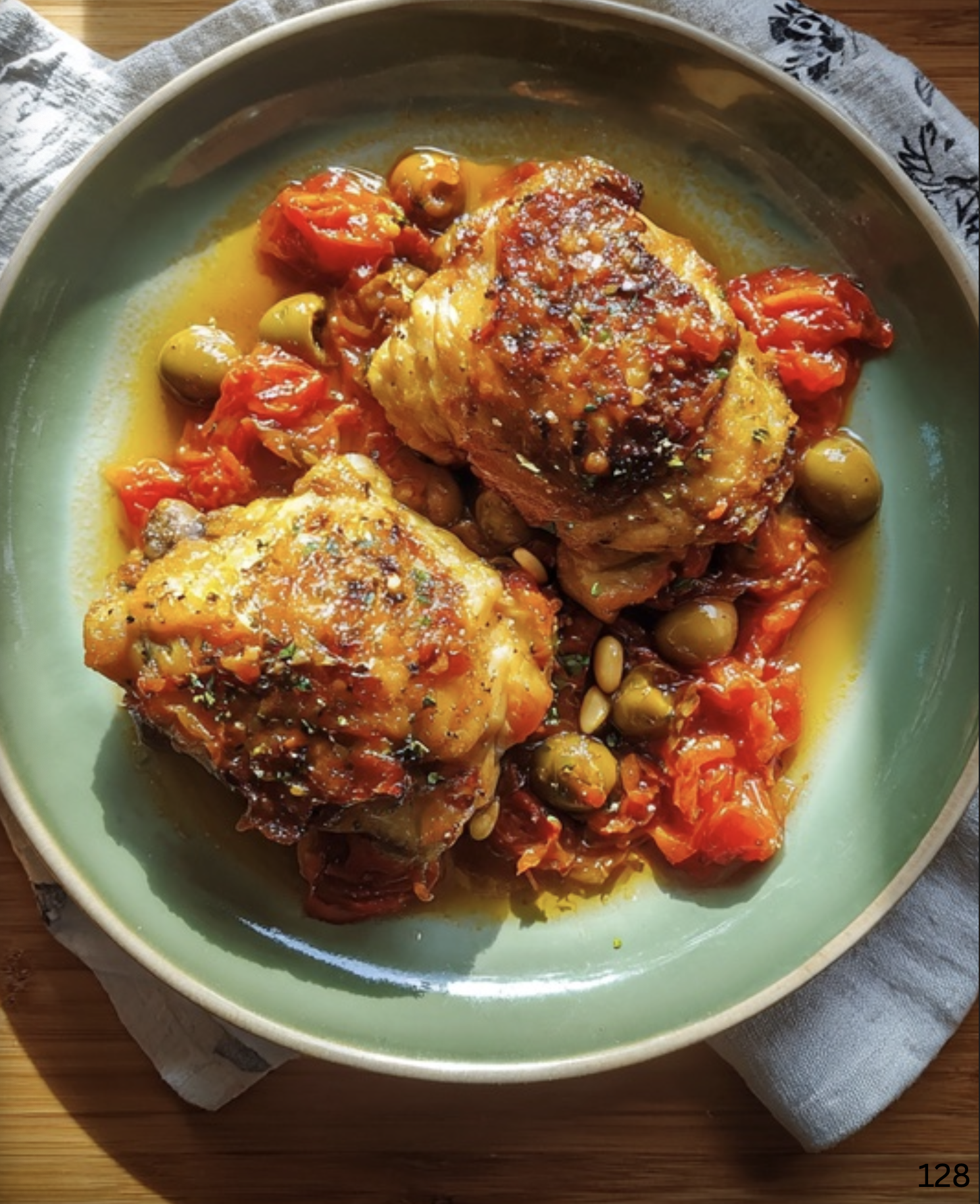 Chicken with Olives and Pine Nuts